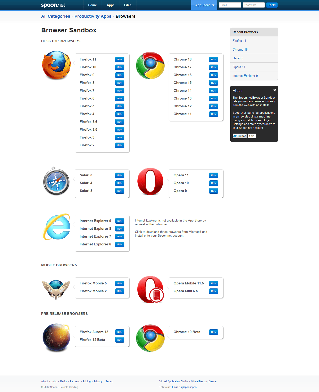Browser Sandbox - ekran główny